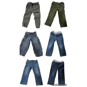 Cat & Jack Pants Bundle Kids 2T Jeans Cargo Joggers Chinos Blue Green Grey 6pc